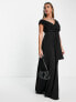 ASOS DESIGN fallen shoulder maxi dress in black