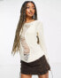 COLLUSION knitted jumper with open stitch detail in ivory