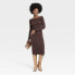 Фото #2 товара Women's Long Sleeve Midi Bodycon Dress - Universal Thread Brown M