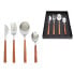 Cutlery set Romimex Brown Silver Stainless steel Plastic 28 x 4 x 18 cm 4 Pieces