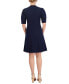 ფოტო #2 პროდუქტის Women's V-Neck Short-Sleeve Princess-Seam A-Line Dress