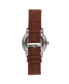 Men Protege Leather Strap Watch w/Date - Silver/Brown
