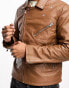 Bolongaro Trevor leather ranger biker jacket in tan