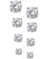 ფოტო #1 პროდუქტის 4-Pc. Set Cubic Zirconia Stud Earrings in Sterling Silver, Created for Macy's