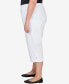 Фото #3 товара Plus Size Classic Neutrals Pull On Button Hem Twill Capri Pants