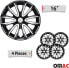 OMAC Hubcap Wheel Cover Set 16 Inch Compatible with Car Made of Pa66 M20 + PP ABS Material Steel Rims Wheel Centre Caps 1 Set (4 Pieces) Black/White Front and Rear