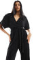 Фото #8 товара Y.A.S plisse wrap front jumpsuit in black