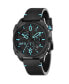 ფოტო #1 პროდუქტის Men's Hawker Hunter Chronograph Retrograde Edition Black Genuine Leather Strap Watch 45mm