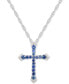 Фото #1 товара Macy's sapphire (1/2 ct. t.w.) & Diamond Accent Cross 18" Pendant Necklace in Sterling Silver