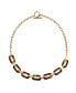 ფოტო #1 პროდუქტის Fashion Golden Brown Oval Link Faux Tortoise Shell Collar Necklace For Women Teen Gold Plated Stainless Steel Chain Toggle Clasp