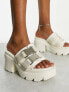 Public Desire Wide Fit Exclusive Oslo chunky heeled sandals in off white