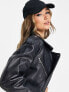 ASOS DESIGN – Oversize-Bikerjacke aus hochwertigem echtem, gewaschenem Leder in Schwarz