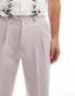 ASOS DESIGN smart tapered fit chino textured trousers in dusty pink