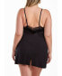 Фото #2 товара Layna Plus Size Velore and Velvet-Textured Lace Trimmed Chemise