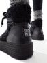 Steve Madden – Haddy – Schneestiefel in Schwarz mit Teddystoff