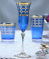 Cobalt Blue Champagne Flutes with Gold-Tone Rings, Set of 4
