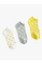 Çiçekli 3'lü Patik Çorap Seti Çok Renkli