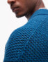 Topman button through crochet shirt in petrol blue