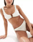 4th & Reckless ring front crinkle bikini top in cream