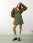 Фото #2 товара Reclaimed Vintage mini tea dress in green print