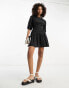 Фото #6 товара ASOS DESIGN cotton drop waist mini dress with D-ring in black