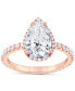 Фото #12 товара Certified Lab Grown Diamond Pear-Cut Halo Engagement Ring (2-1/2 ct. t.w.) in 14k Gold