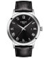 ფოტო #1 პროდუქტის Men's Swiss Classic Dream Black Leather Strap Watch 42mm