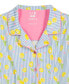 ფოტო #4 პროდუქტის Girls 3-Pc. Lemon-Print Stripe Pajama Top, Shorts & Scrunchie Set