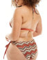 South Beach Curve embroidered tie side bikini bottom in rust