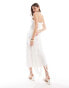 Bardot cami maxi dress with ruffle details in white