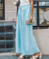 Women's Light Blue Pintuck Wide Leg Jersey Pants