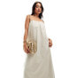 Фото #1 товара NA-KD linen blend strapless midi dress in beige