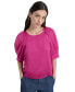 Women's Mixed-Media Chiffon Puff-Sleeve Top