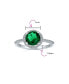 3CT Cubic Zirconia AAA CZ Pave Circle Round Solitaire Halo Green Simulated Emerald Engagement Ring For Women .925 Sterling Silver