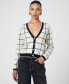 Women's Check-Print Button-Front Cardigan