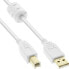 Фото #2 товара InLine USB 2.0 Cable Type A male / B male - gold plated - w/ferrite - white - 10m