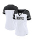 ფოტო #1 პროდუქტის Women's White Las Vegas Raiders Dueling Slant V-Neck Lace-Up T-shirt
