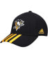 Фото #1 товара Men's Black Pittsburgh Penguins Locker Room Three Stripe Adjustable Hat