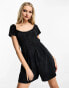 ASOS DESIGN jersey flippy playsuit in washed black