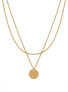 Double gold plated steel necklace with circle pendant