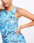 Фото #4 товара Something New X Flamefaire mesh sleeveless maxi dress co-ord in blue tie dye