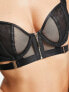 Bluebella Malina non padded mesh plunge bra with zip front detail in black