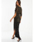 ფოტო #3 პროდუქტის Women's Beaded Mesh Panel Evening Dress