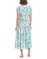 Vince Floral Crushed V-Neck Midi Dress Women's Blue Xxs