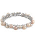 Freshwater Pearl (6 - 8-1/2mm) & Cubic Zirconia Link Bracelet in Sterling Silver