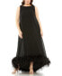 ფოტო #6 პროდუქტის Plus Size High Neck Feather Hem Gown