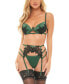 ფოტო #4 პროდუქტის Oh La La Women's Jeri Padded Underwire 3 Piece Set Bra with Applique Detail, Garterbelt and Panty Set