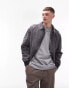 Topman relaxed fit washed canvas twill bomber jacket in black Черный, L - Chest 42 - фото #1