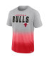 Фото #3 товара Men's Heathered Gray and Red Chicago Bulls Board Crasher Dip-Dye T-shirt