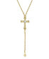 14k Gold-Tone Crystal Accent Cross 15" Adjustable Y-Necklace